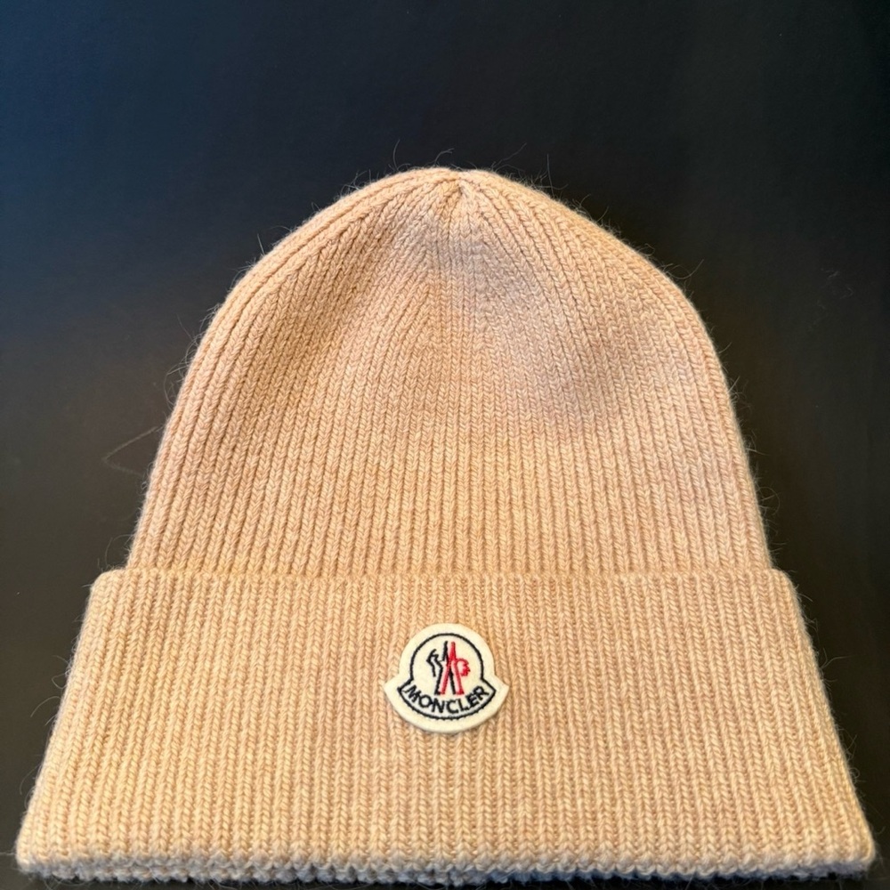 Moncler Tan Ribbed Beanie